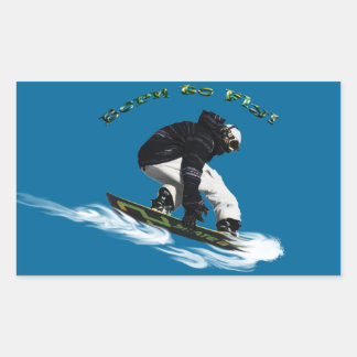 Adesivo Retangular Tema Esportivo de Inverno da legal Snow Boarder