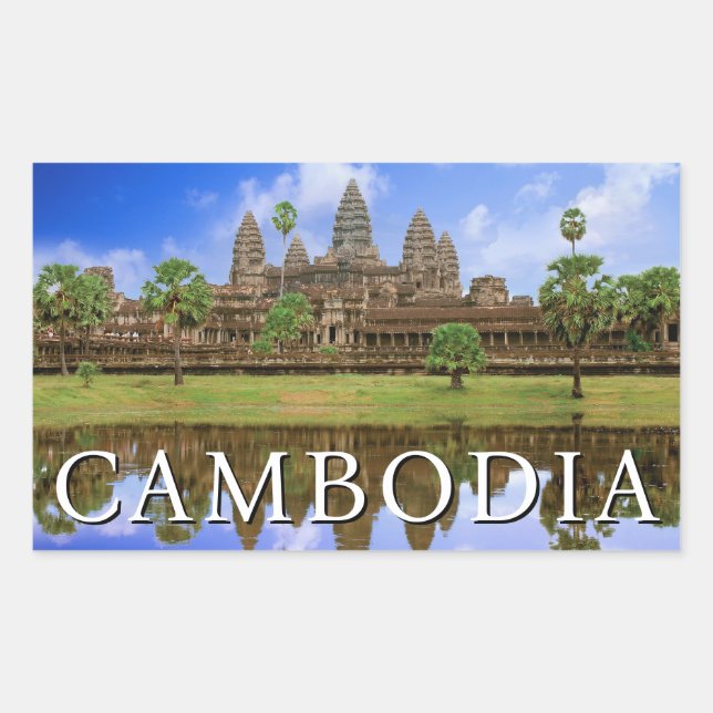 Adesivo Retangular Templo Angkor Wat | Camboja, Kampuchea (Frente)