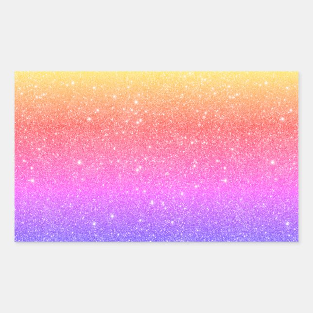 Adesivo Retangular Tendência Colorida Rainbow Glitter Square Sticker (Frente)