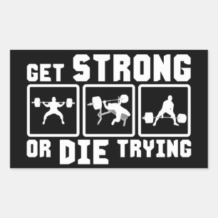 Adesivo Retangular Tentar Fortalecer Ou Morrer - Motivação De Gym