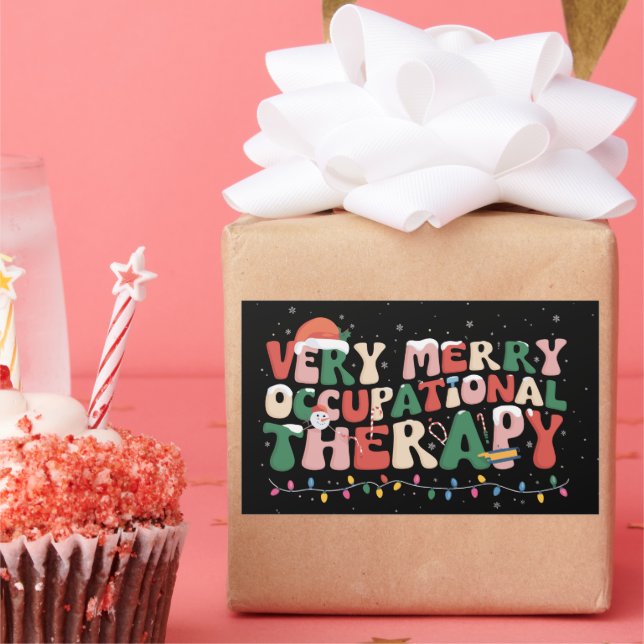 Adesivo Retangular Terapia Ocupacional de Natal Muito Alegre OT Natal (Festa)