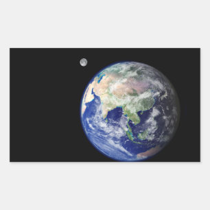 Adesivo Retangular Terra e Lua do Espaço