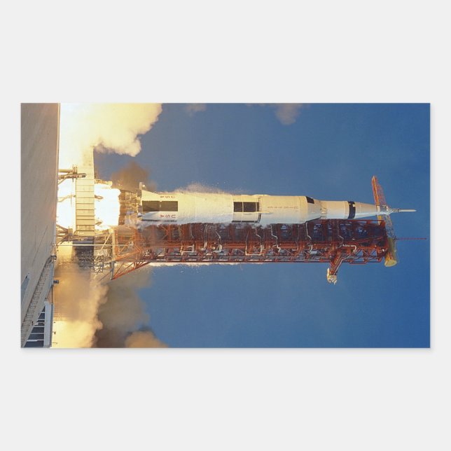 Adesivo Retangular Terra treme quando Saturno V ilumina o céu em dire (Frente)