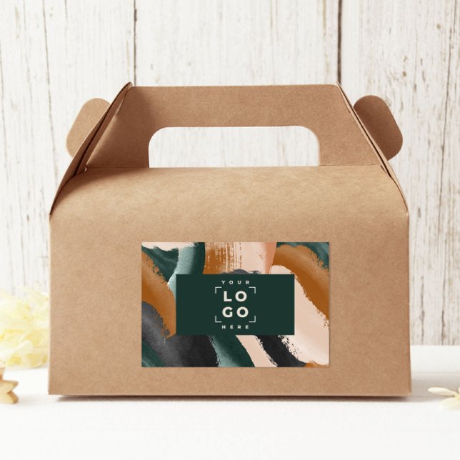 Adesivo Retangular Terracotta, abstrato verde pintou o mínimo moderno (Criador carregado)