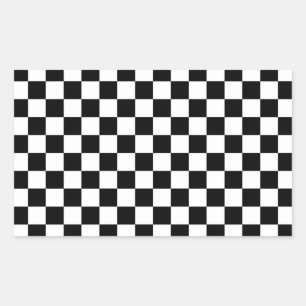 Adesivo Retangular Teste padrão checkered preto e branco