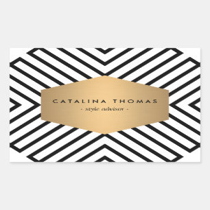 Adesivo Retangular Teste padrão preto e branco retro da modificaçã