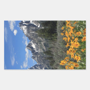 Adesivo Retangular Tetons grande com flores amarelas