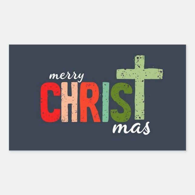 Adesivo Retangular Texto Cristão de Natal Inspirador (Frente)