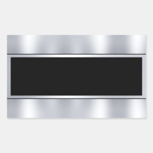 Adesivo Retangular Texto de Adicionar Preto ao Vazio Faux Silver do M