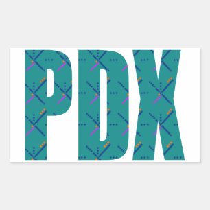 Adesivo Retangular Texto do Carpete do Aeroporto de Portland PDX