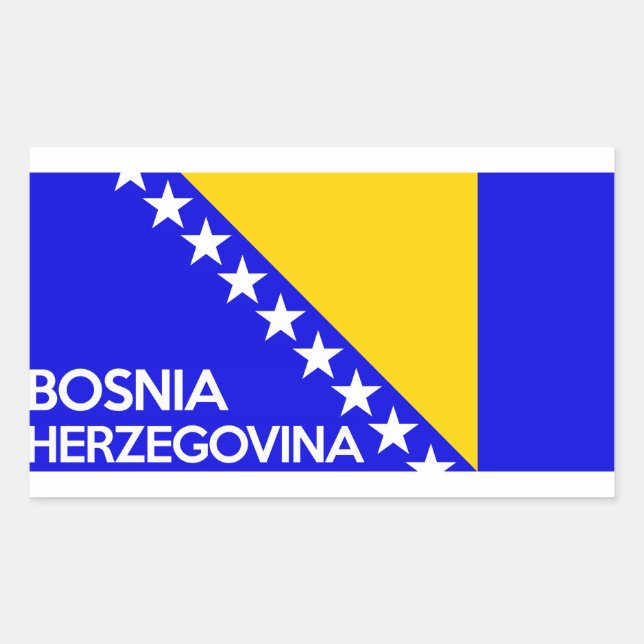 Adesivo Retangular Texto do nome da bandeira da Bósnia e Herzegovina (Frente)
