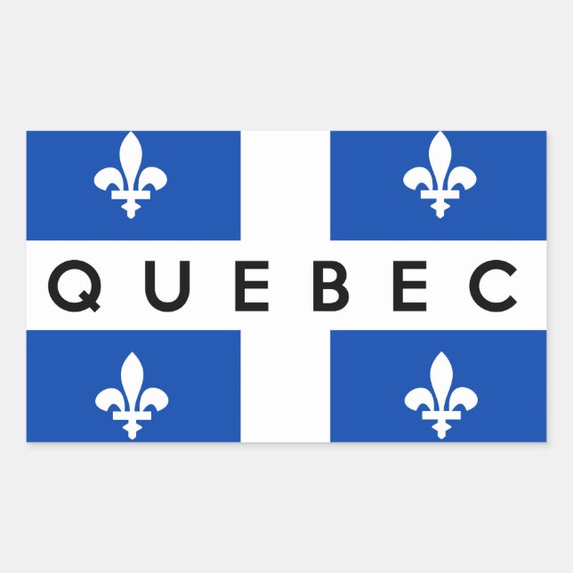 Adesivo Retangular texto do nome do país da província de quebec flag  (Frente)