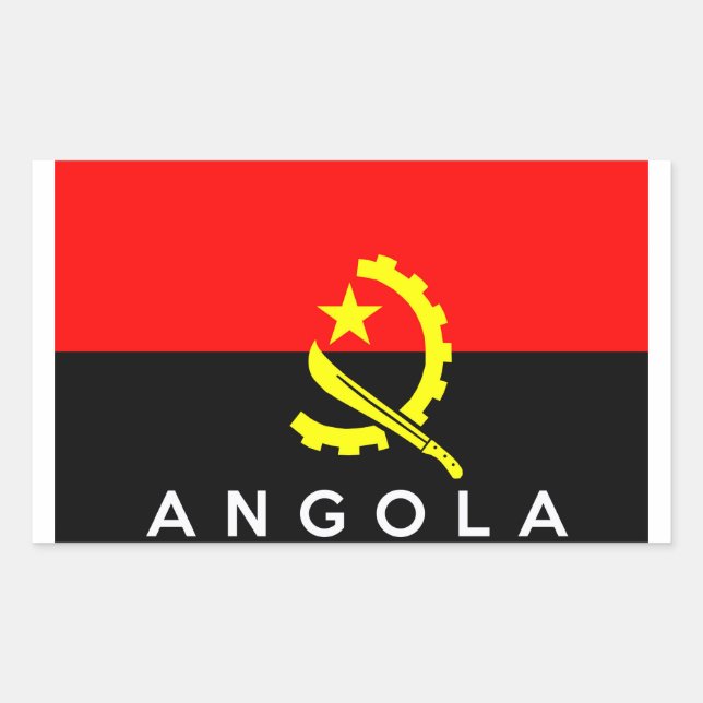 Adesivo Retangular texto do nome do símbolo do país angola (Frente)