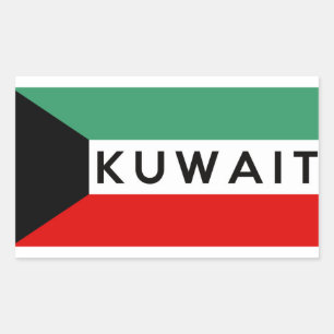 Adesivo Retangular texto do nome do símbolo do país kuwait
