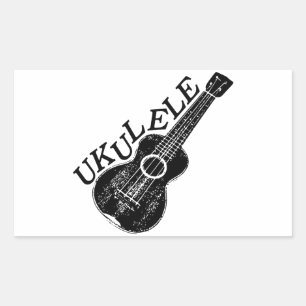 Adesivo Retangular Texto E Imagem Do Ukulele