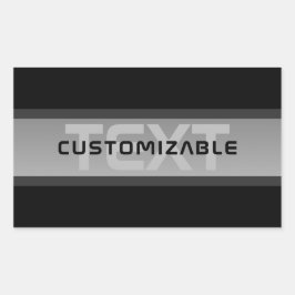 Adesivo Retangular Texto em Camadas Personalizável Moderno | Preto e 