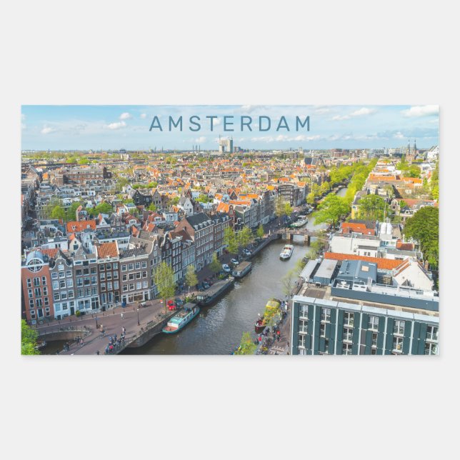 Adesivo Retangular Texto personalizado Amsterdã (Frente)
