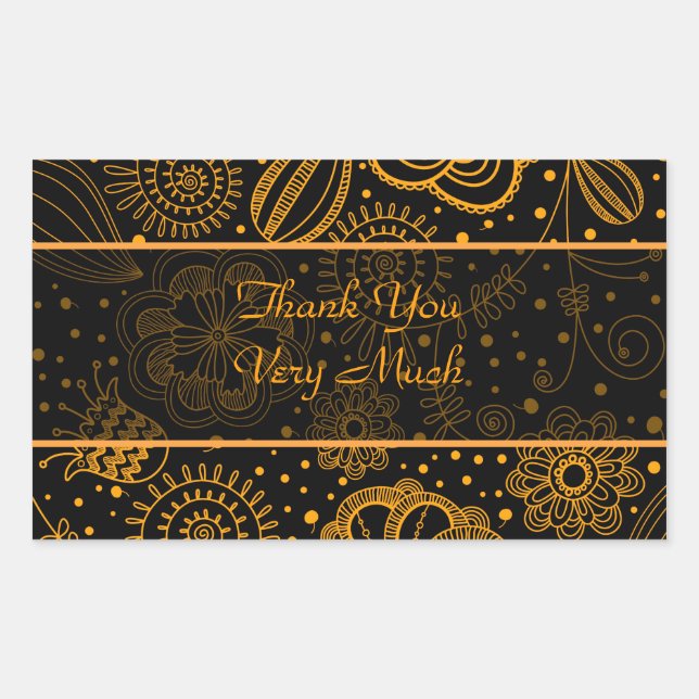 Adesivo Retangular Texto Personalizado do Padrão Floral Retroativo Pr (Frente)