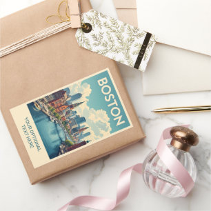 Adesivo Retangular Texto Personalizado em Boston Massachusetts