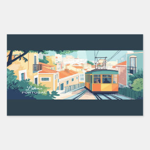 Adesivo Retangular Texto personalizado Lisboa Portugal