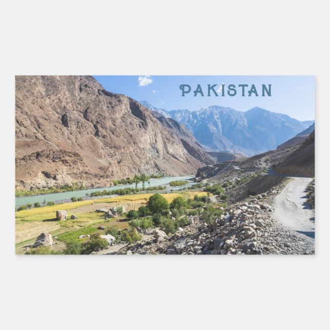 Adesivo Retangular Texto Personalizado Paquistão (Frente)