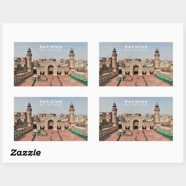 Adesivo Retangular Texto Personalizado Paquistão (Folha)