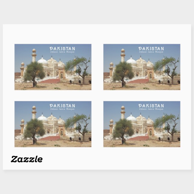 Adesivo Retangular Texto Personalizado Paquistão (Folha)