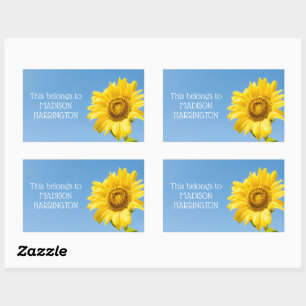 Adesivo Retangular Texto personalizado Vinhetas de girassol