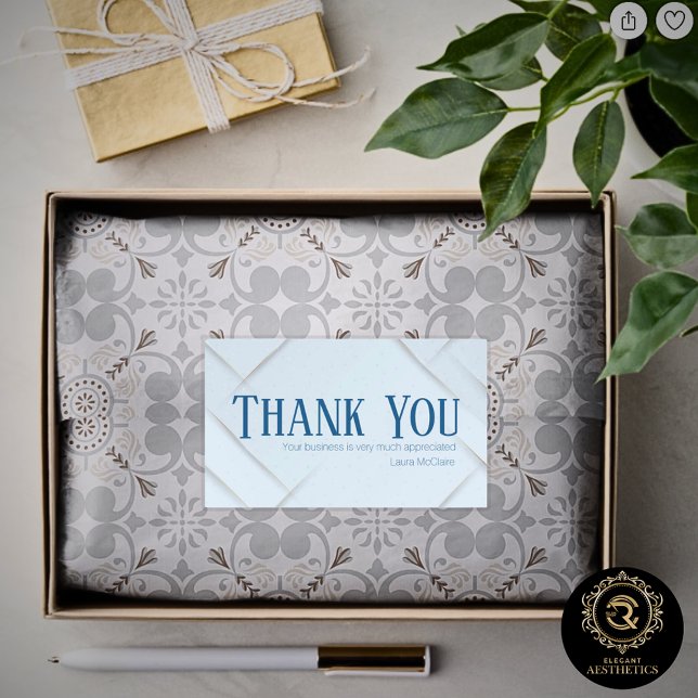 Adesivo Retangular Thank You Business Sticker Baby Blue & Royal Blue (Criador carregado)