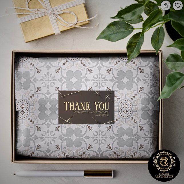 Adesivo Retangular Thank You Business Sticker Brown & Gold (Criador carregado)