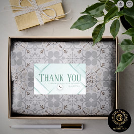Adesivo Retangular Thank You Business Sticker Mint & Seafoam Green