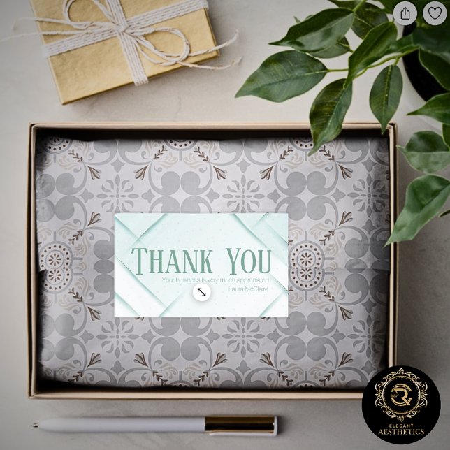 Adesivo Retangular Thank You Business Sticker Mint & Seafoam Green (Criador carregado)
