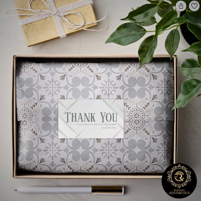 Adesivo Retangular Thank You Business Sticker Silver Gray & Platinum (Criador carregado)