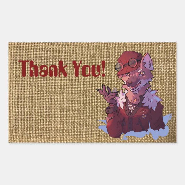 Adesivo Retangular Thank you wolf (Frente)