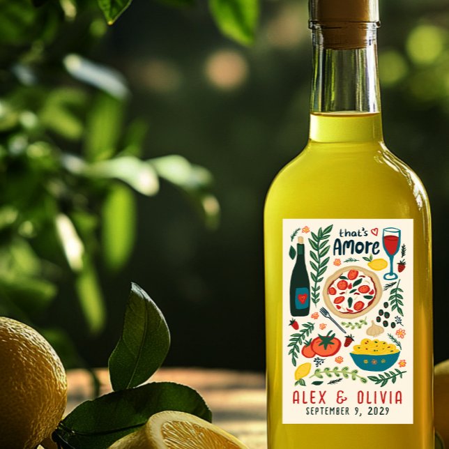 Adesivo Retangular That's Amore Italian Food CUSTOM Wedding Favor (That's Amore Italian Food CUSTOM Wedding Favor Limoncello Olive Oil Rectangular Sticker
)