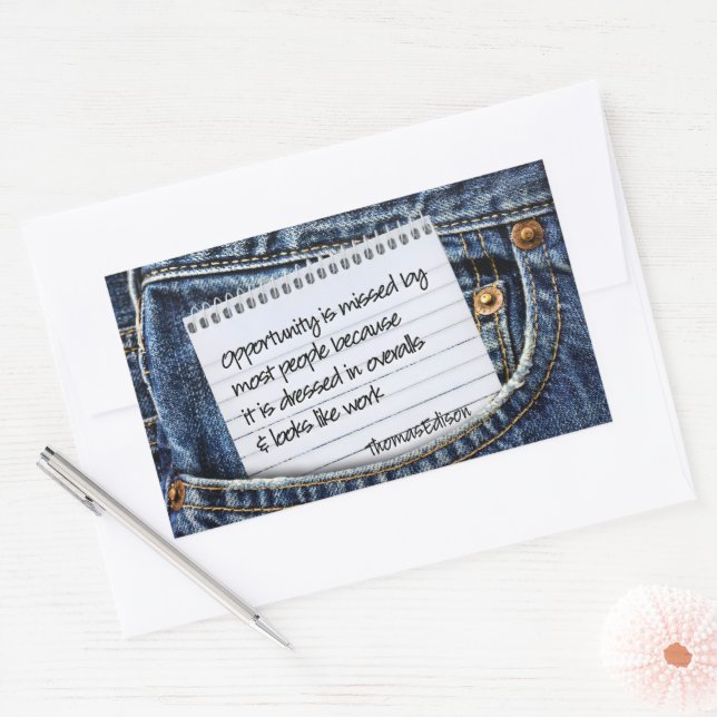 Adesivo Retangular Thomas Edison Inspirational Cote "Oportunidade" (Envelope)