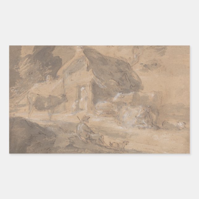 Adesivo Retangular Thomas Gainsborough - Abrir Paisagem com Números (Frente)