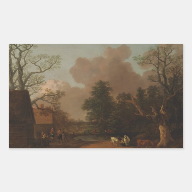 Adesivo Retangular Thomas Gainsborough - Paisagem com a Milkmaid (Frente)
