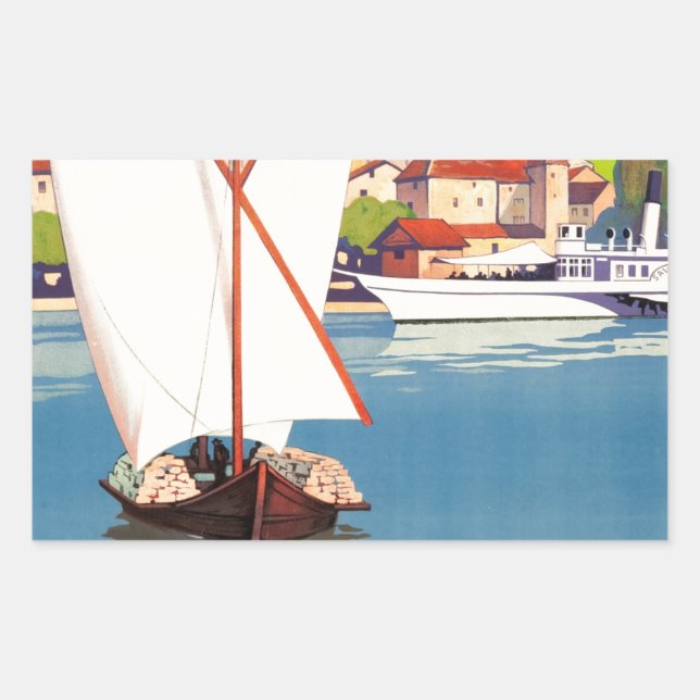 Adesivo Retangular Thonon Les Bains French Viagem Europe (Frente)