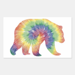 Adesivo Retangular Tie Dye Grizzly Bear Sticker