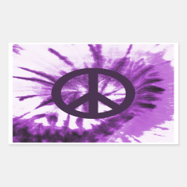 Adesivo Retangular Tie-Dye Roxo com Símbolo de Paz