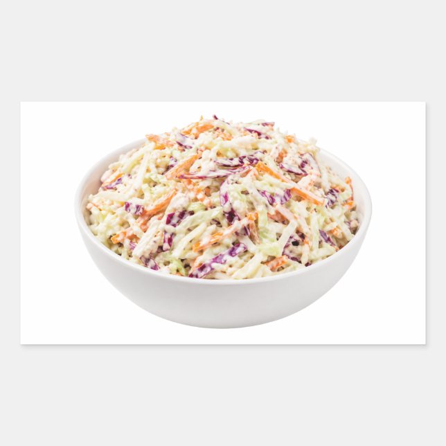 Adesivo Retangular Tigela de Salada de Coleslaw Fresca e Cremosa (Frente)