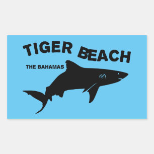 Adesivo Retangular Tiger Beach - Bahamas Mergulho Com Tubarões