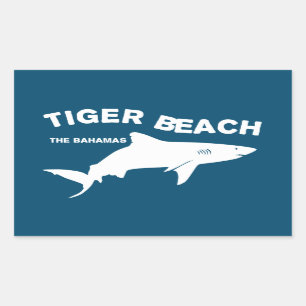 Adesivo Retangular Tiger Beach - Bahamas   Mergulho Com Tubarões