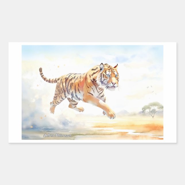 Adesivo Retangular Tigre na Ação 3 (Frente)
