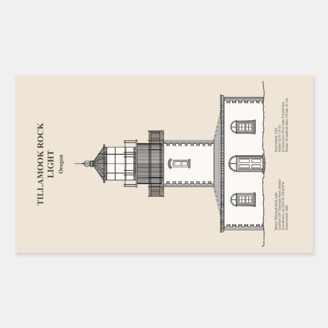 Adesivo Retangular Tillamook Rock Lighthouse - Oregon - SBD (Frente)