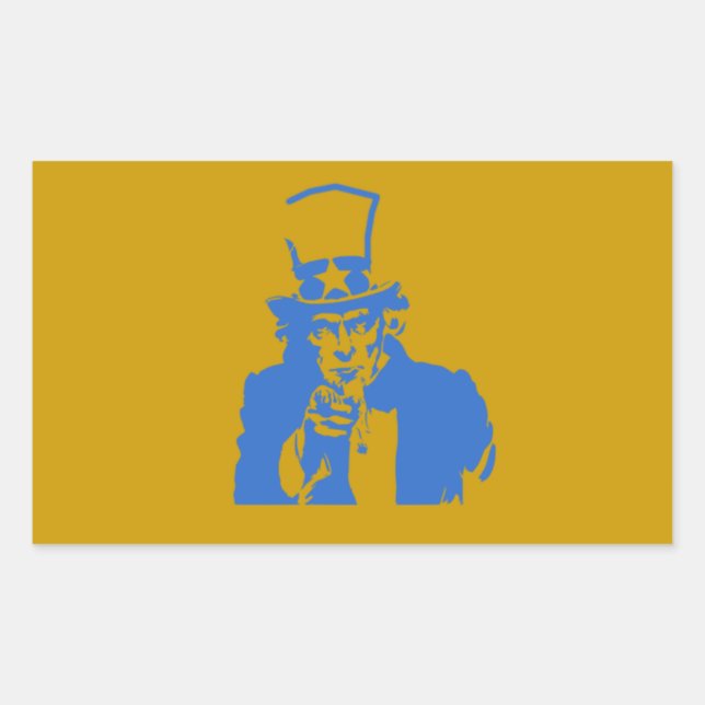 Adesivo Retangular Tio Sam (Azul) nos Stickers (Frente)