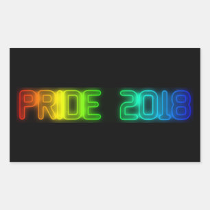 Adesivo Retangular Tipografia 2018 da bandeira LGBT do arco-íris do