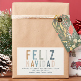 Adesivo Retangular Tipografia azul Feliz Navidad terracotta moderna