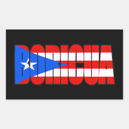 Adesivo Retangular Tipografia da Bandeira Porto-Riquenha Boricua